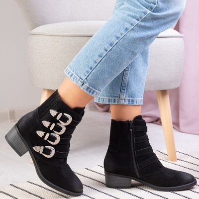 Čierne topánky na podpätku Grand low - Obuv