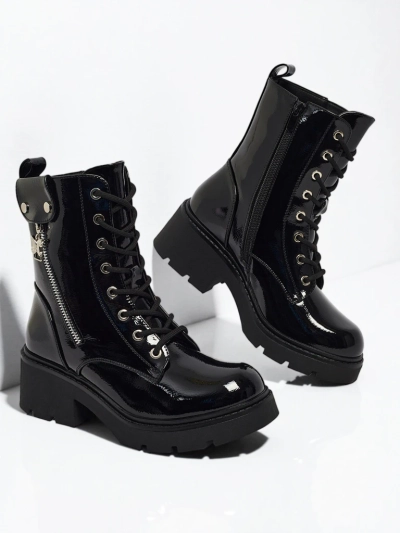 Ženski lakirani delavski škornji Seray