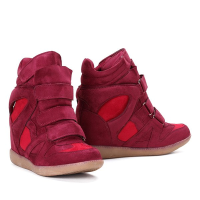 Bordowe sneakersy na koturnie Barbra - Obuwie