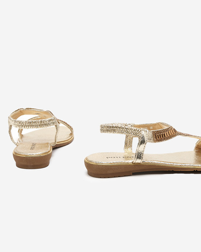 Dámske zlaté sandále s kubickými zirkónmi Koddi - Obuv