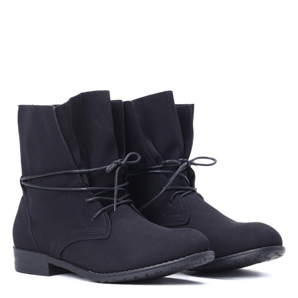 Czarne workery z tkaniny Miya- Obuwie