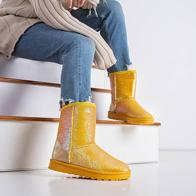 Žltá snehová morská víla s flitrami - Obuv