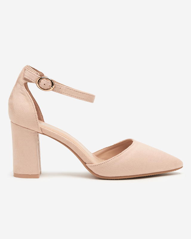 OUTLET Béžové dámske sandále na vyššom stĺpiku Hareda - Topánky