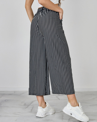 Royalfashion Dámske široké pruhované nohavice 7/8