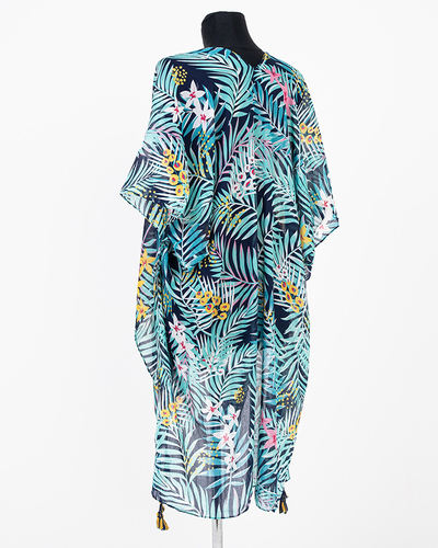 Námornícko-zelené dámske pareo s listami - Oblečenie