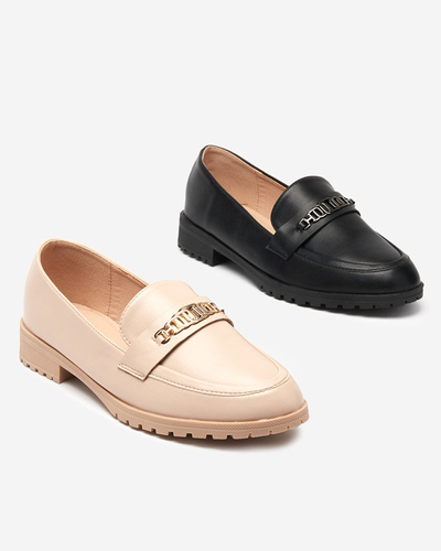 Dámske béžové mokasíny z ekokože s ozdobou Griss - Topánky