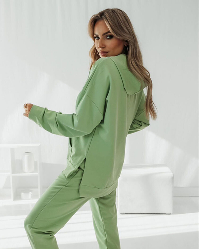 Royalfashion Zelená dámska mikinová súprava s nápismi