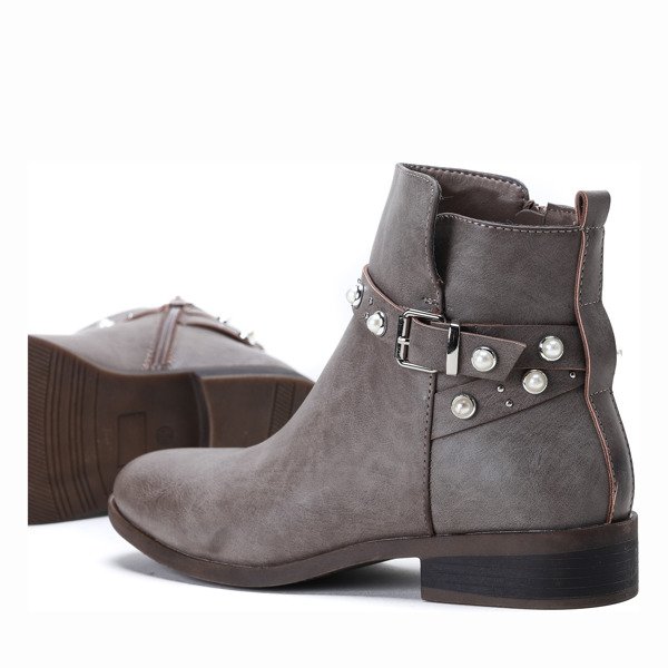 Sztyblety z perełkami w kolorze khaki Elisa - Obuwie