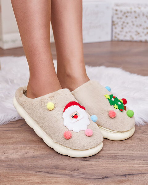 Royalfashion Vianočné dámske papuče v svetlohnedej farbe Fertemse