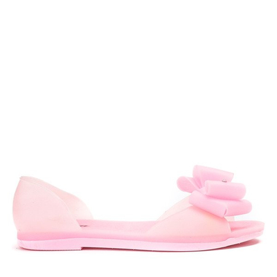 Różowe meliskie z kokardą Papavera - Obuwie