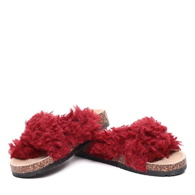 Burgundské pantofle z ovčí kůže Itzel - Obuv