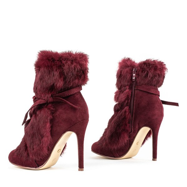 Bordowe botki na szpilce Pelage - Obuwie