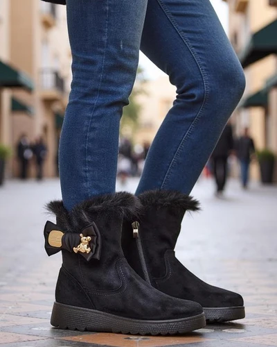 Royalfashion Dámske snehové topánky s mašľou Kiebbi