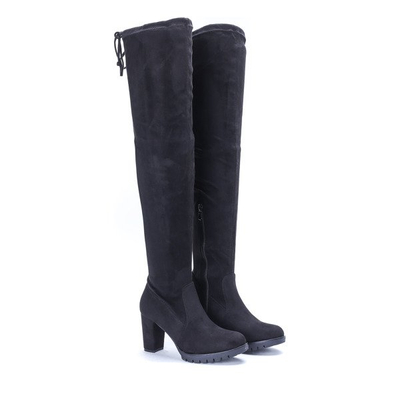 Czarne kozaki na słupku Lua - Obuwie