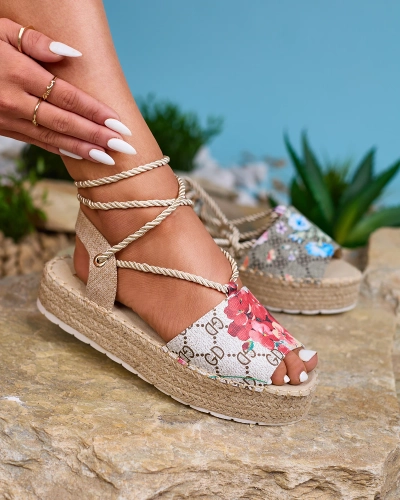 Royalfashion Béžové dámske kvetinové espadrilky Elizeaf