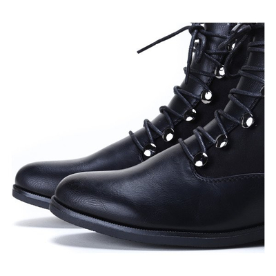 Czarne botki na płaskim obcasie Lucky Black - Obuwie