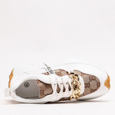 OUTLET Bielo-hnedé dámske tenisky s potlačou Philly- Footwear
