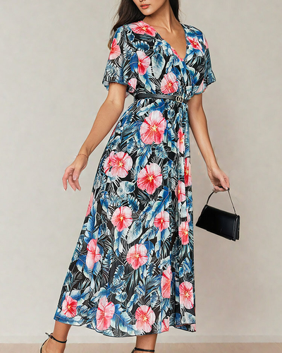 Royalfashion Dámske plisované kvetinové midi šaty