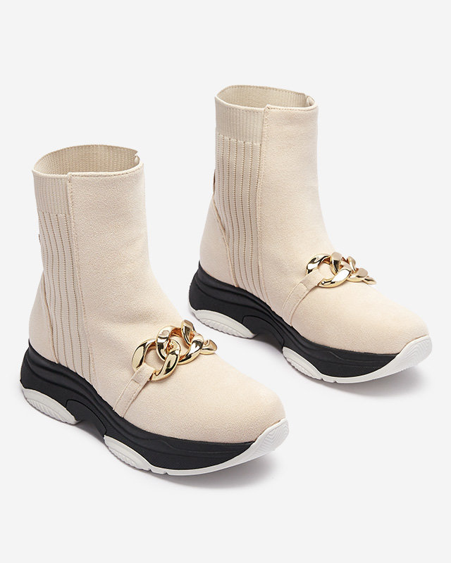 Dámske béžové zateplené čižmy z eko-semišu Cuzitta- Obuv