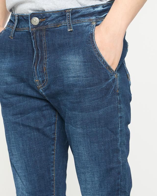 Námornícke modré džínsy s rovnými nohavicami pre mužov - Oblečenie