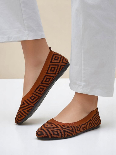 Royalfashion dámske textilné balerínky s geometrickým vzorom Metric