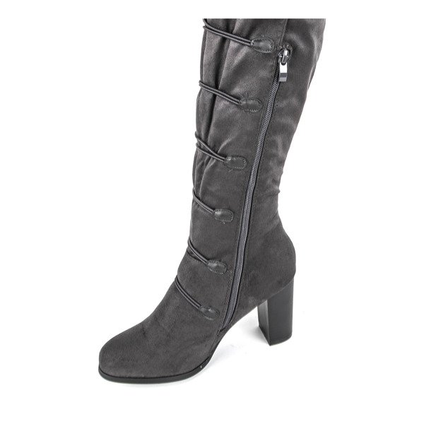 Sivé čižmy na vysokom stĺpiku Lovana - Obuv