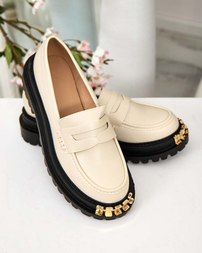 Ženski loaferji Aurelia bež barve na 5 cm platformi - stilski in udobni