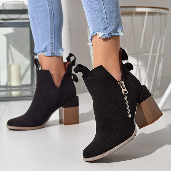 Čierne dámske čižmy na hranatom stĺpiku Darera - Obuv