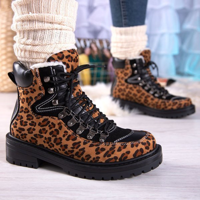 Leopardie topánky s potlačou izolované z kabátu z ovčej kože Dori - Obuv