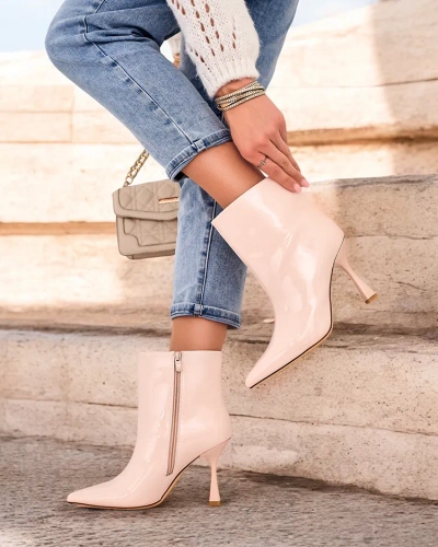 Royalfashion Loori lakované dámske čižmy na podpätku