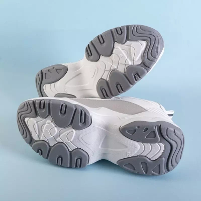 OUTLET Bielo-šedá dámska športová obuv s vsadkami Rebina - Obuv