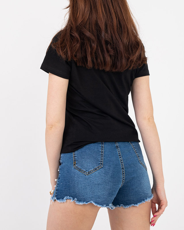 Čierne dámske tričko s potlačou MISIA- Oblečenie