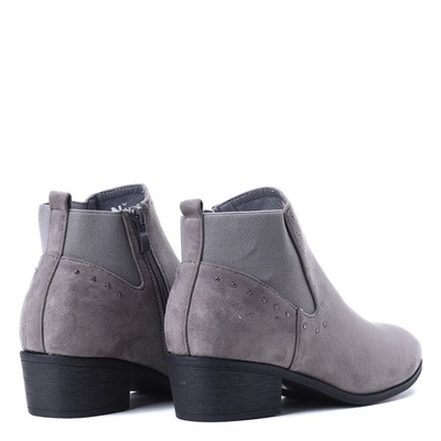 Szare botki na słupku Evelyn- Obuwie