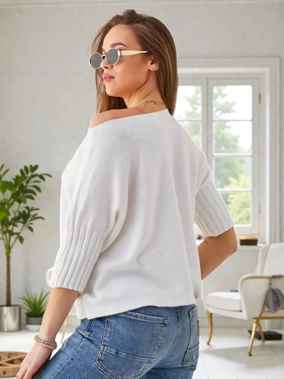 Royalfashion Dámsky viskózový sveter s krátkymi rukávmi