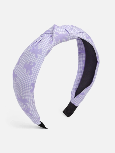 Royalfashion Naglavni trak za lase s pletenico v karirastem vzorcu in medvedki