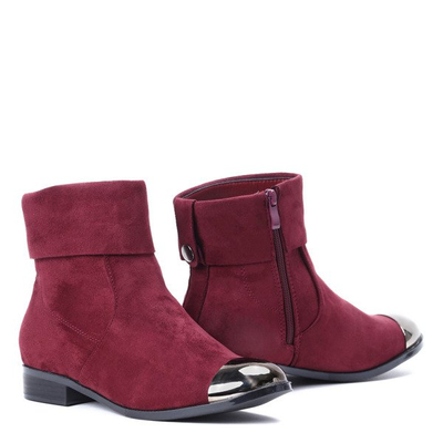 Bordowe sztyblety z metalicznym noskiem Yoon- Obuwie