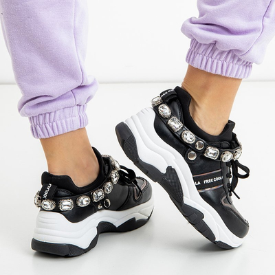 OUTLET Čierna dámska športová obuv so zirkónmi Frewan - Obuv