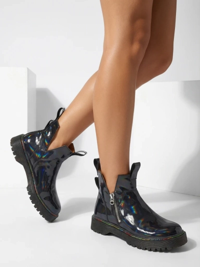 Ženski Gležnarji Diana Črni Usnjeni Elegantni za Jesen