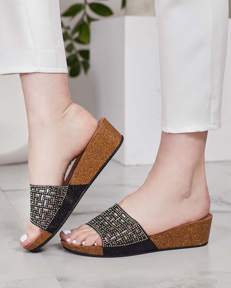 Royalfashion Dámske ažurové šľapky na podpätku Lecissa