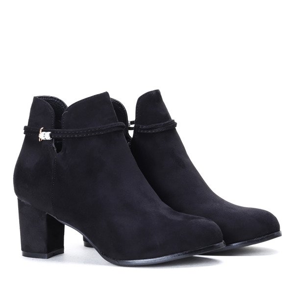 Czarne botki na słupku z eko-zamszu Andele - Obuwie