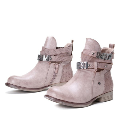 Różowe botki z wycięciami Arizona - obuwie