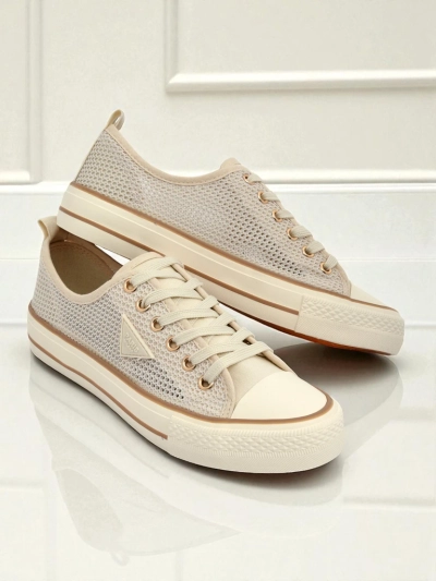 Aurelia Beige - ženske tekstilne superge z ravnim podplatom 3 cm