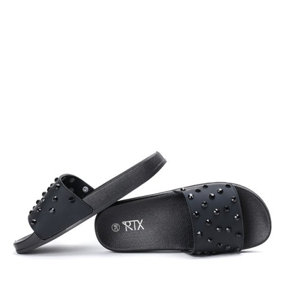 Černé žabky s krystaly Retana - Obuv 1