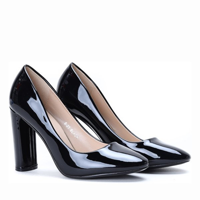 Czarne czółenka na słupku Dahlia - Obuwie