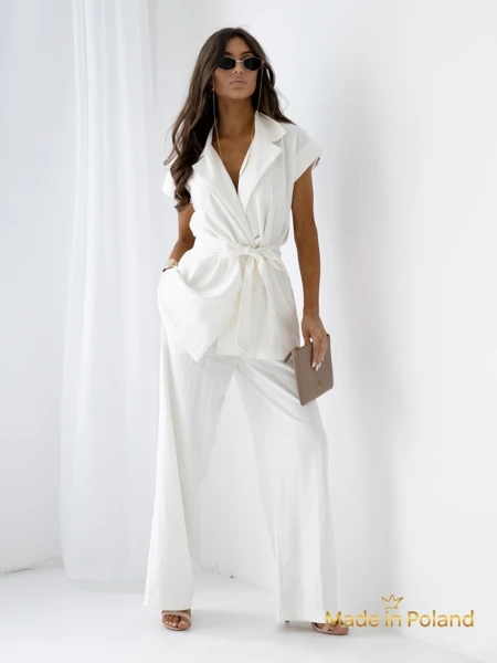 Ženske hlače Ecru Livia Palazzo – italijanski stil, luksuzna tkanina