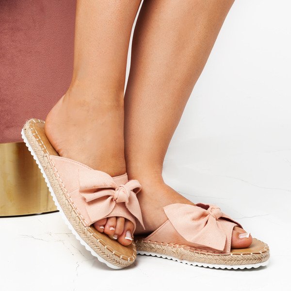 Różowe klapki z kokardką Summer Flower - Obuwie