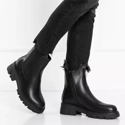 OUTLET Čierne zateplené dámske čižmy Junote - Obuv