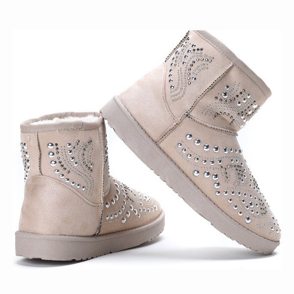 Beżowe mukluki z dżetami Elliot- Obuwie