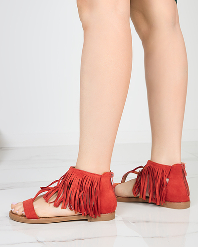 OUTLET Dámske sandále so strapcami v červenohnedej farbe Clov-Shoes