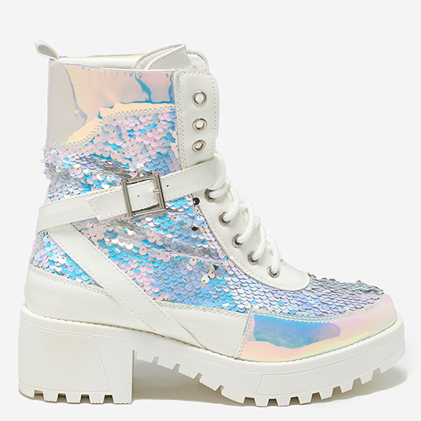 Biele dámske čižmy s flitrami od Impresa - Obuv